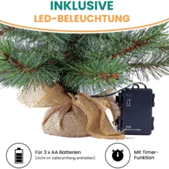 Kleiner Künstlicher Weihnachtsbaum 90 cm beleuchtet batteriebetrieben