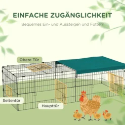 Kleintierkäfig, Haustier-Laufstall mit 5 Türen Kaninchenstall für draußen