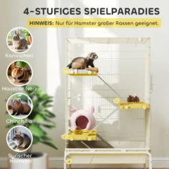 Kleintierkäfig, Nagerkäfig Frettchenkäfig mit 3 Rampen ausziehbarem Tablett