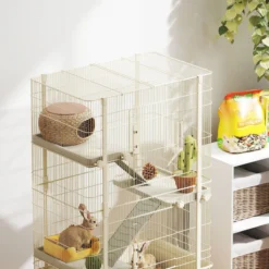 Kleintierkäfig, Nagerkäfig Frettchenkäfig mit 3 Rampen ausziehbarem Tablett