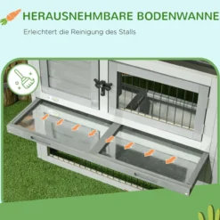 Kleintierstall Kombination Freilaufgehege Winterfest mit Freigehege Grau