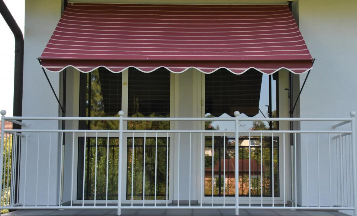 Klemmmarkise bordeaux/creme 250 cm