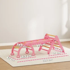 Klettergerüst Indoor, 7 in 1 klappbar Kletterdreieck mit Rutsche, Kletterbogen