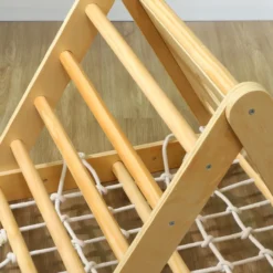 Klettergerüst Indoor, 7 in 1 Kletterdreieck mit Rutsche Kletterbogen Rampe Holz