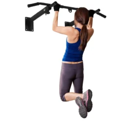 Klimmzugstange pull up bar Wandmontage Reckstange mit Ösen für Boxsack Stahl Schwarz ca. 93,5 x 65 x 17 cm