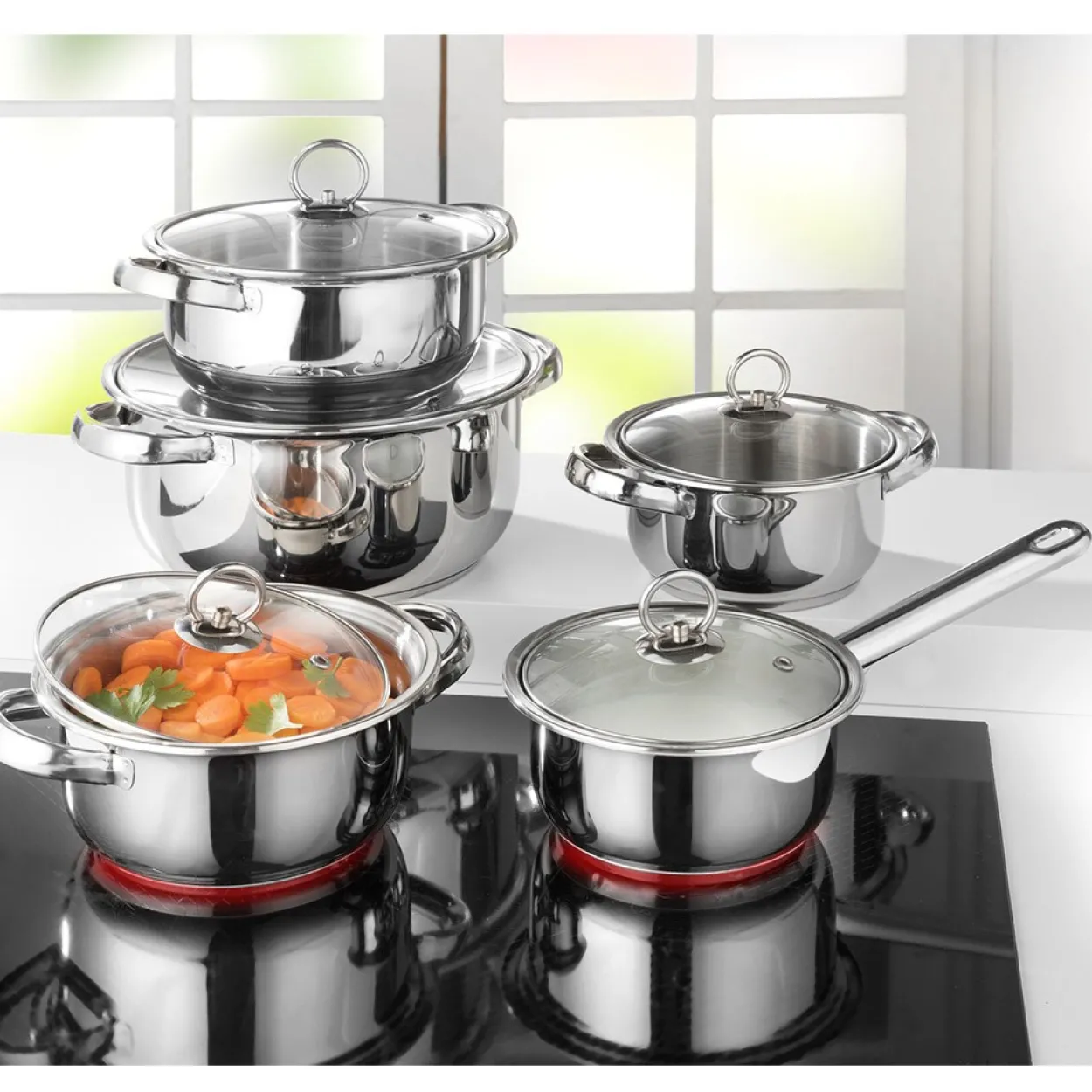 Kochtopf-Set "New Silver Line Glass", 5 tlg.