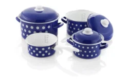 Kochtopf-Set Pünktchen 7-tlg. blau/weiß