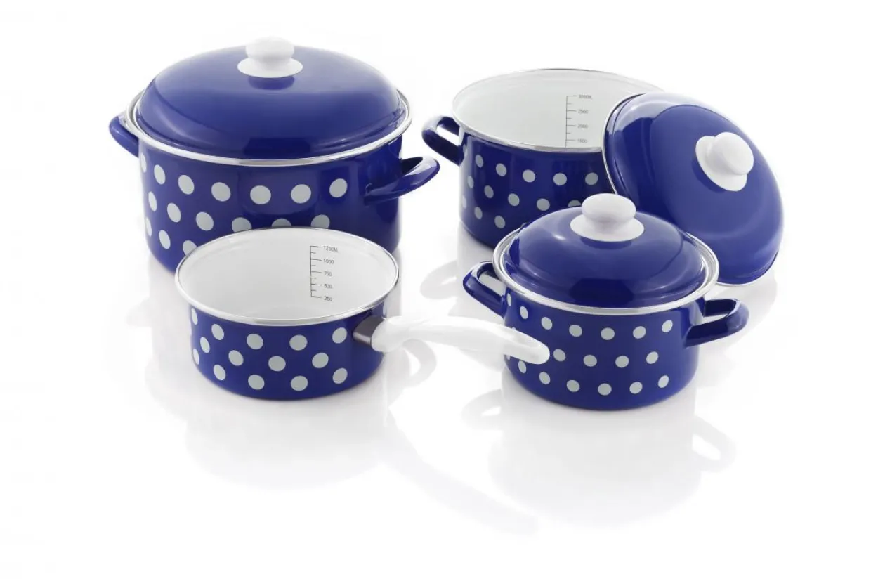 Kochtopf-Set Pünktchen 7-tlg. blau/weiß