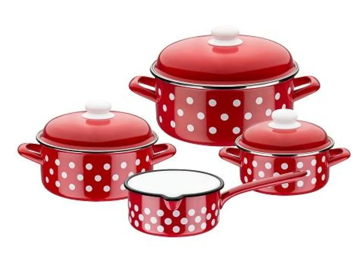 Kochtopf-Set Pünktchen 7-tlg. rot/weiß