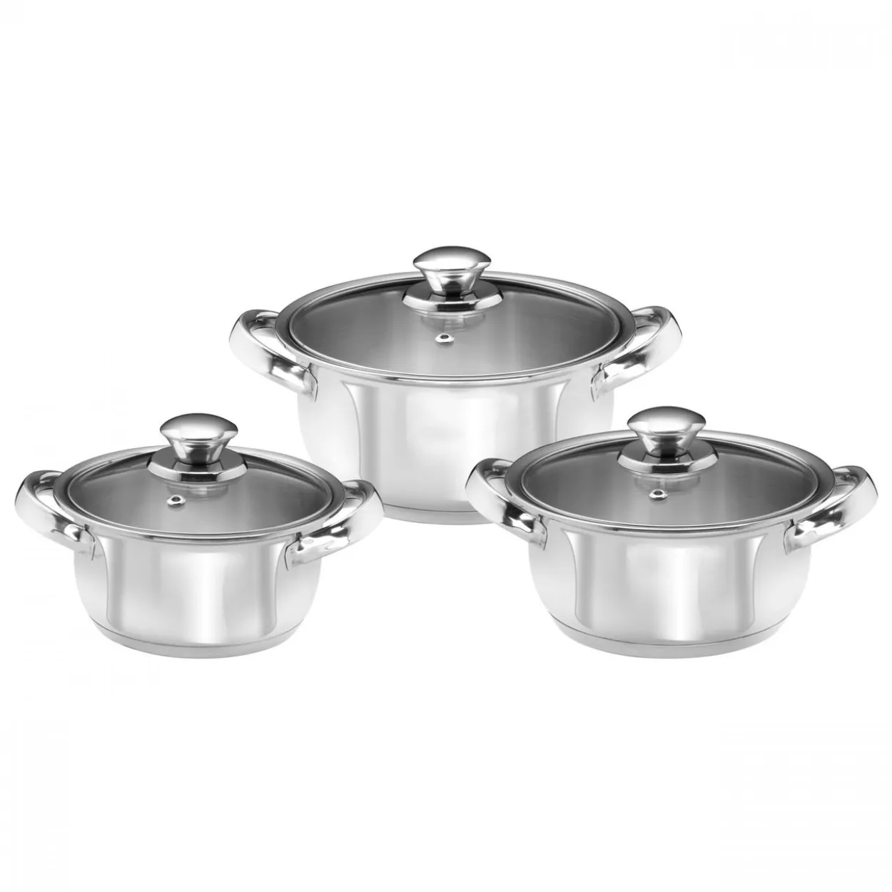 Kochtopfset Trio 3 teilig mit Deckel / Edelstahl
