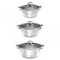 Kochtopfset Trio 3 teilig mit Deckel / Edelstahl