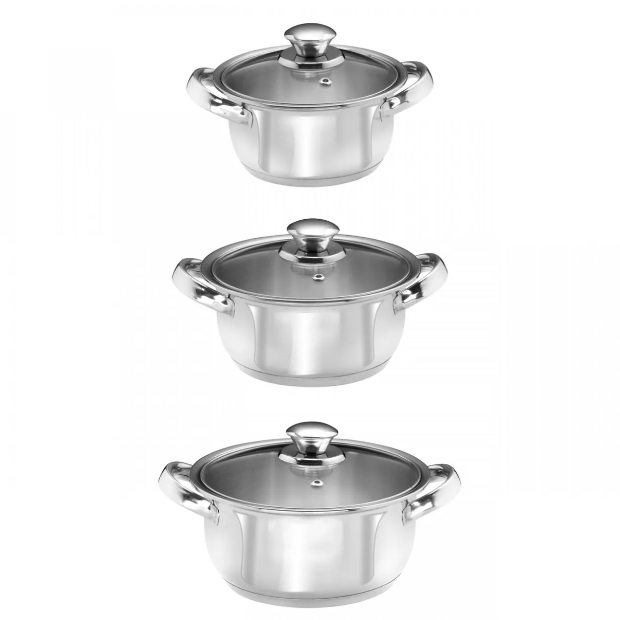 Kochtopfset Trio 3 teilig mit Deckel / Edelstahl