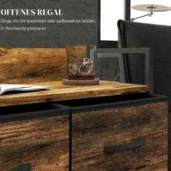 Kommode, Sideboard mit 4 Faltbaren Schubladen aus Stoff, Regal und Griff
