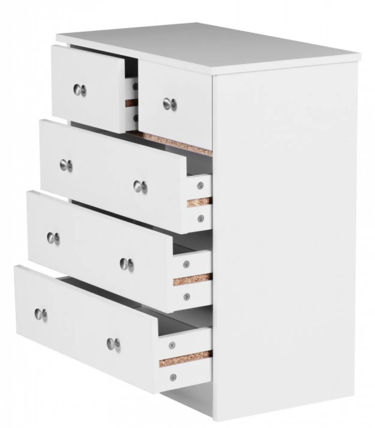 Kommode Weiß 60 x 70 x 35 cm Sideboard Anrichte mit 5 Schubläden