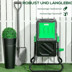 Komposter 60 Liter, 60x49x77cm drehbar Schnellkomposter aus Kunststoff