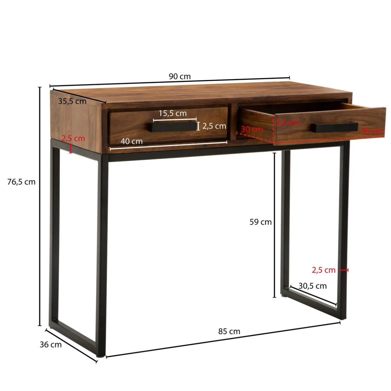 Konsolentisch 90 x 77 x 36 cm Braun