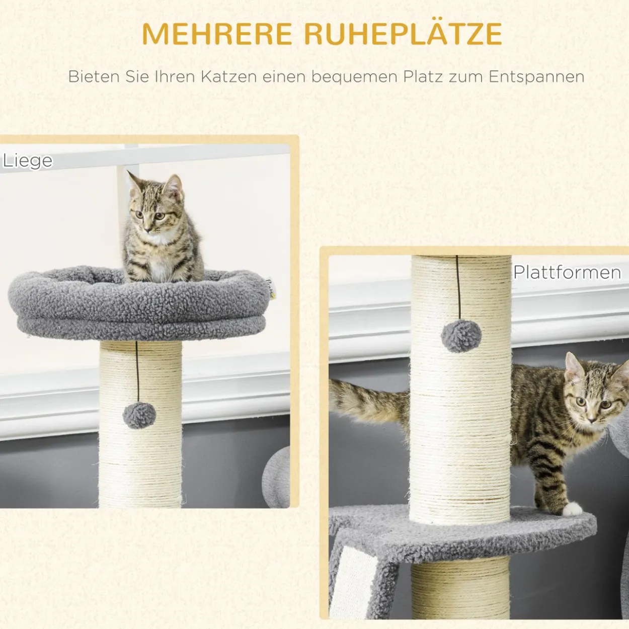 Kratzbaum 92H cm Kletterbaum mit Kratzbrett Katzenbaum Dunkelgrau