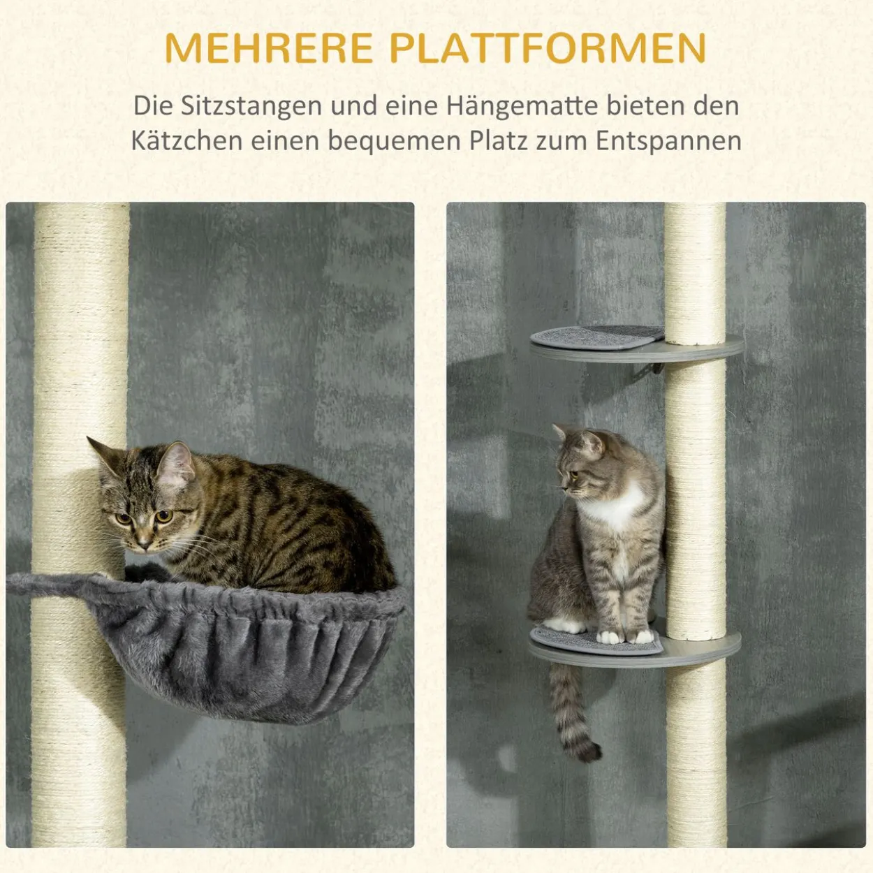 Kratzbaum, Katzenbaum Deckenhoch, Katzenkratzbaum, Höhenverstellbar