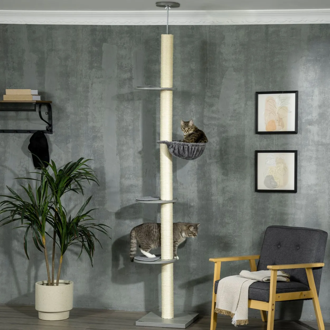 Kratzbaum, Katzenbaum Deckenhoch, Katzenkratzbaum, Höhenverstellbar