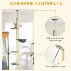 Kratzbaum, Katzenbaum Deckenhoch, Katzenkratzbaum, Höhenverstellbar