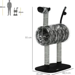 Kratzbaum, Katzenbaum im Zebra-Design, Katzenkratzbaum mit Katzentunnel