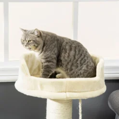 Kratzbaum klein, 85 cm Katzenbaum, Katzenkratzbaum mit Liegefläche, Sisal