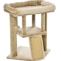Kratzbaum mit Jute-Kratzmatte Katzenhaus Liegeplattform Spielball Kaffee