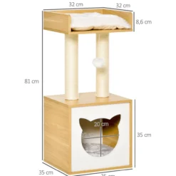 Kratzbaum mit Katzenhöhle 2 weichen Kissen Katzenbaum Katzenbett Sisal