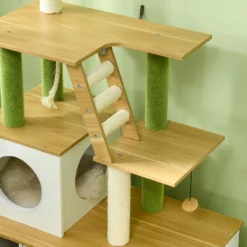 Kratzbaum mit Katzenklo-Schrank, 2-in-1 160 cm Katzenbaum mit Katzenhaus