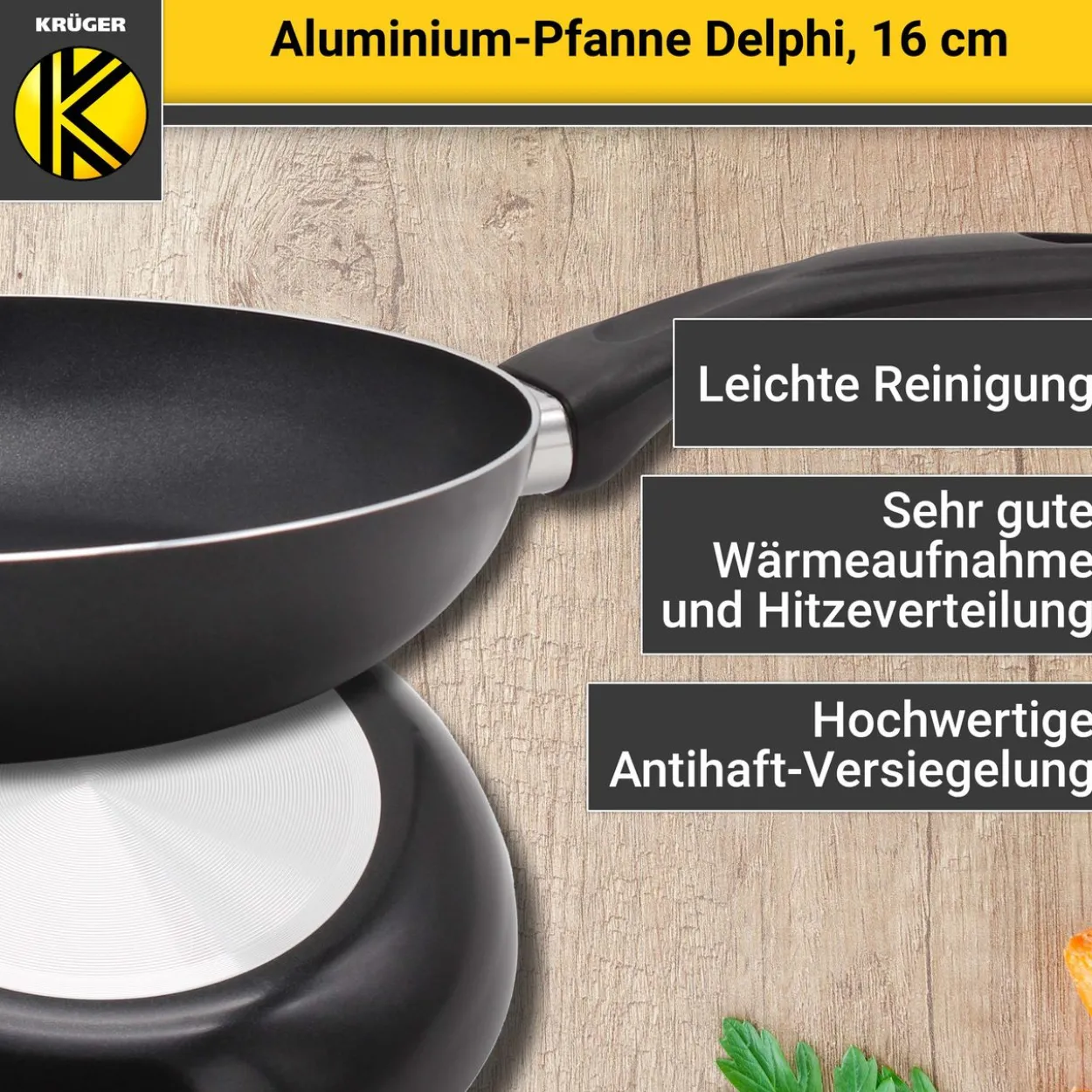 KRÜGER Aluminium Pfanne Delphi, 20 cm