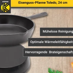KRÜGER Eisenguss Pfanne Savanna Ø 24 cm - hohe Wärmespeicherung