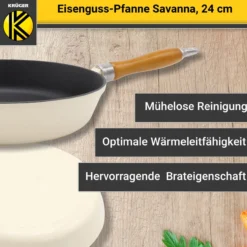 KRÜGER Eisenguss Pfanne Savanna Ø 24 cm - hohe Wärmespeicherung