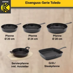 KRÜGER Eisenguss Pfanne Toledo Ø 20 cm - hohe Wärmespeicherung