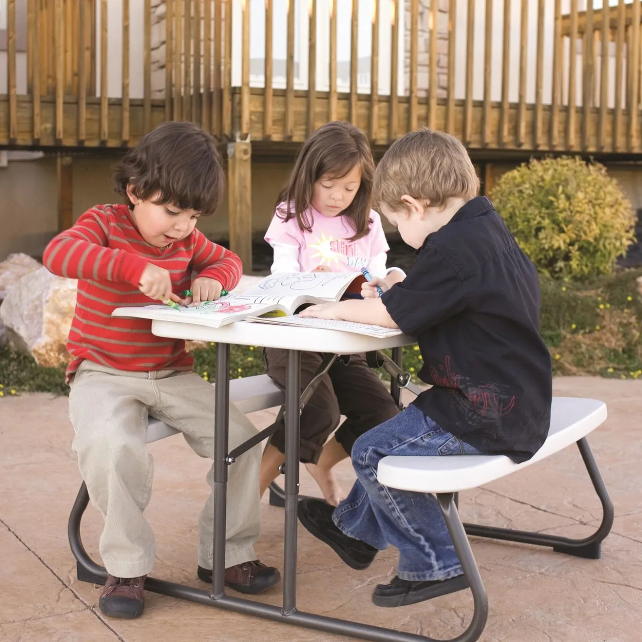 Kunststoff Picknicktisch Kinder grau