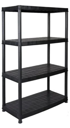 Kunststoff Steckregal 18" mit 4 Böden und hoher Tragkraft in Schwarz
