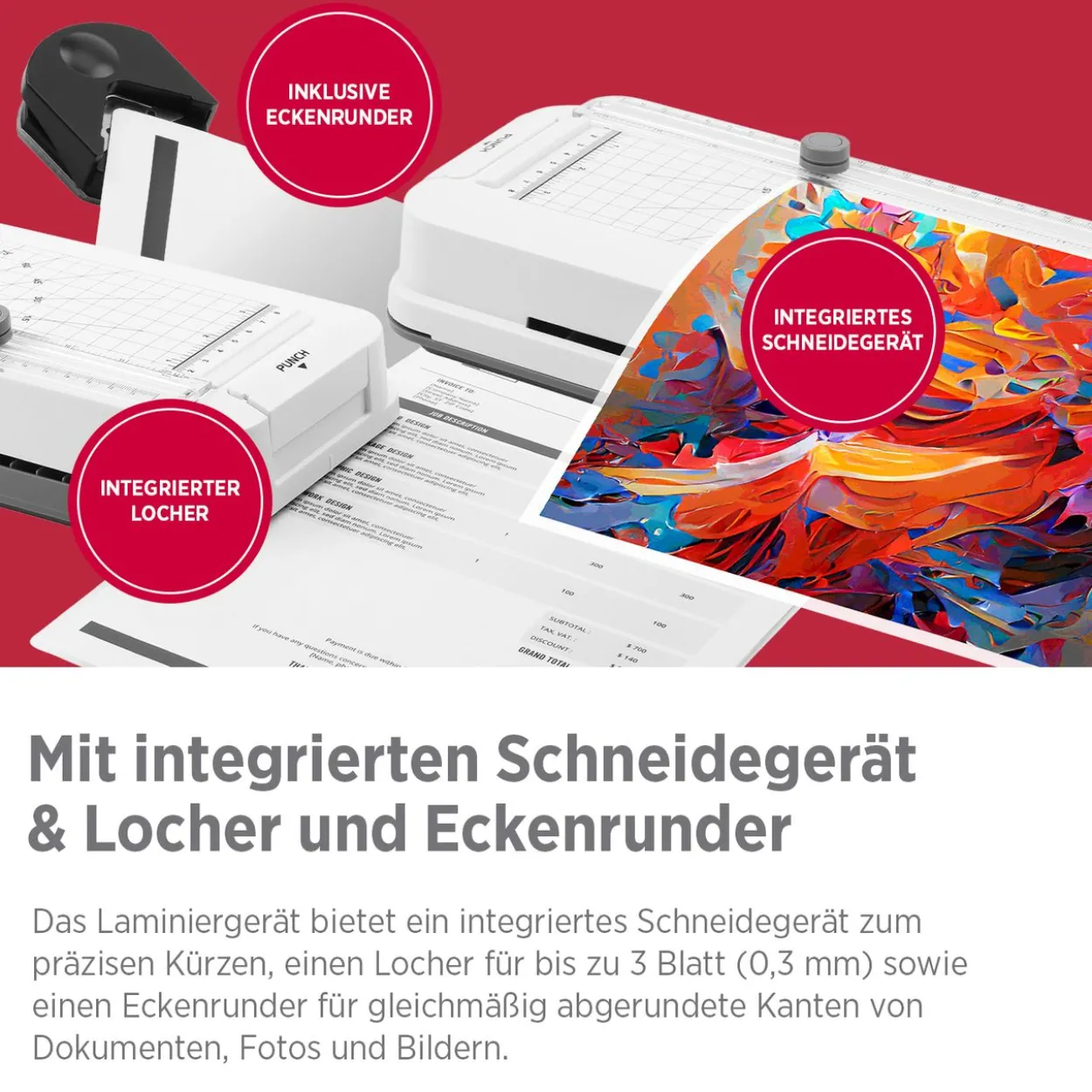 Laminiergerät OLYMPIA A 260 Combo mit Loch- u. Schneidefunktion