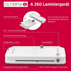 Laminiergerät OLYMPIA A 260 Combo mit Loch- u. Schneidefunktion