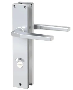 Langschild-Drücker-Garnitur - ZB 4100 - Alu F1 - eckig - Lochung: WC