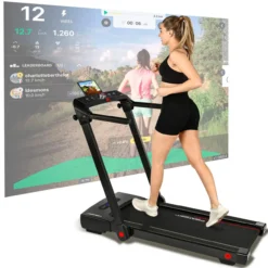 Laufband und Walking Pad 2 in 1 schwarz/rot