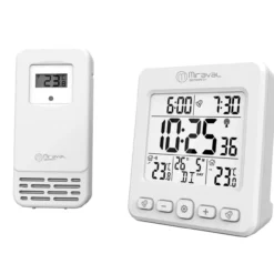 LCD Funk-Wetterstation mit Außensensor Wecker Funkuhr Kalender Datum 2 Alarme - 4-MV5832-1