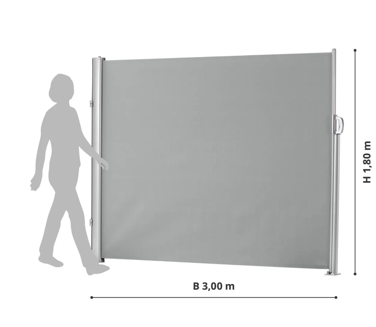 LECO Seitenmarkise 1,8x3 m lichtgrau