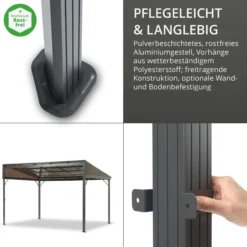 LECO Terrassenüberdachung Melanie mit Seitenteilen - ca. 400 x 300 x 266 cm, Anthrazit