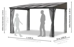 LECO Terrassenüberdachung Melanie mit Seitenteilen - ca. 400 x 300 x 266 cm, Anthrazit
