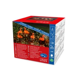 LED Acryl Flamingos, 5er-Set, 40 bernsteinfarbene Dioden, 24V, Außen (IP44), weißes Kabel