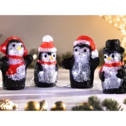 LED-Acryl-Mini-Figur 4er-Set - Pinguin