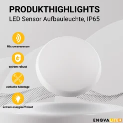 LED Aufbauleuchte mit Sensor, 18W, 4000K, ø250mm