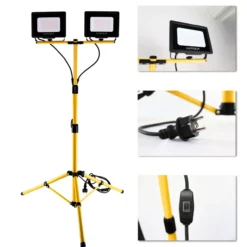 LED Baustrahler mit Stativ, 2x 50 W, 4000 K (neutralweiß)