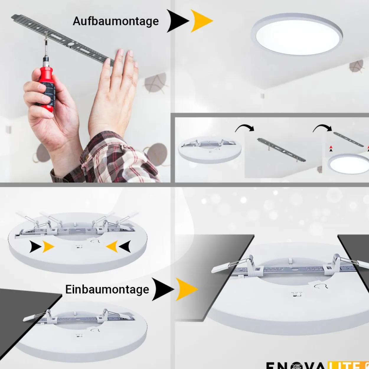 LED CCT Panel, Ein-/Aufbau, 18W, ø225mm, Lochdurchm. variabel