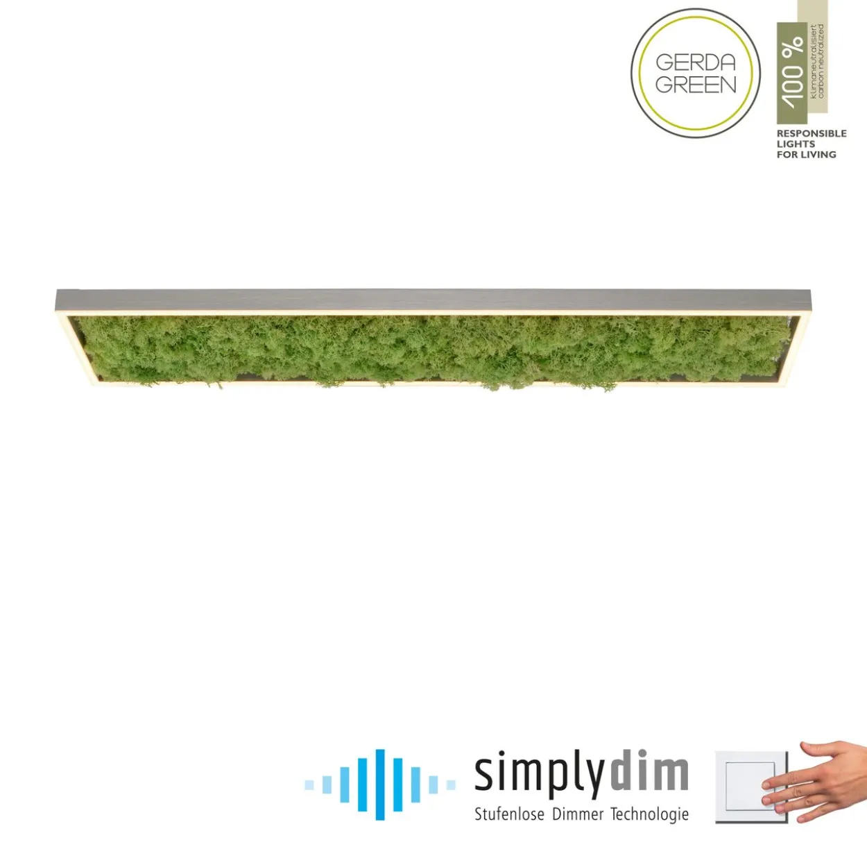 LED Deckenleuchte GREEN KNUT, mit echtem Moos, dimmbar, 3000 K