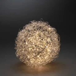 LED Drahtball, 30 cm mit 160 warmweißen Dioden, 4,5V, Innen, transparentes Kabel